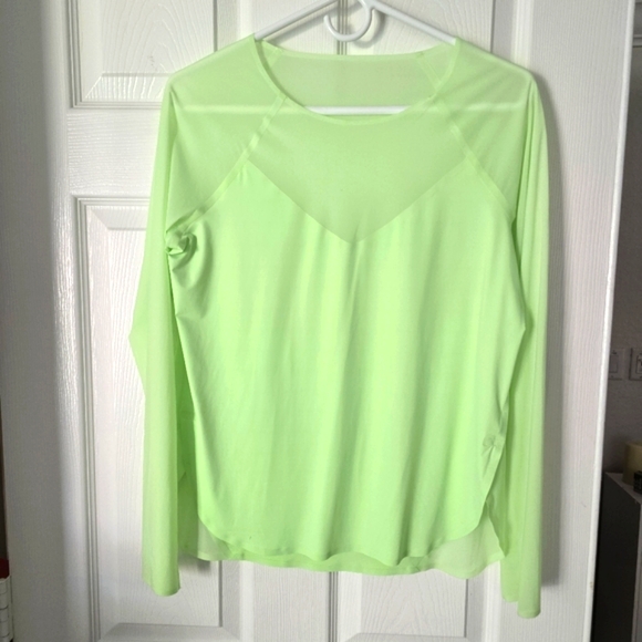 Athleta Green Speedwork Top Mesh Lightweight Airflow Neon Green - Picture 4 of 9